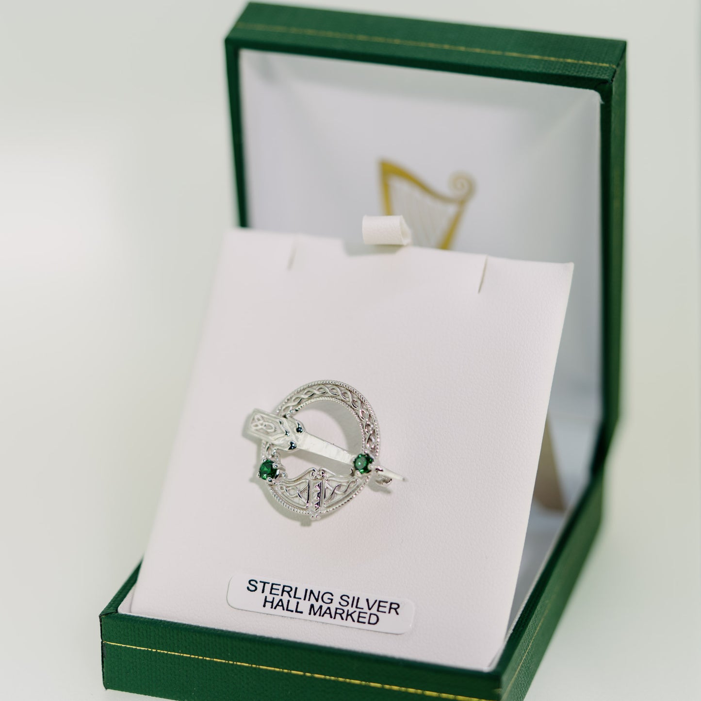 Silver Tara Broach with Agate Stones — authentic Irish brooch handcrafted in Galway, Ireland
