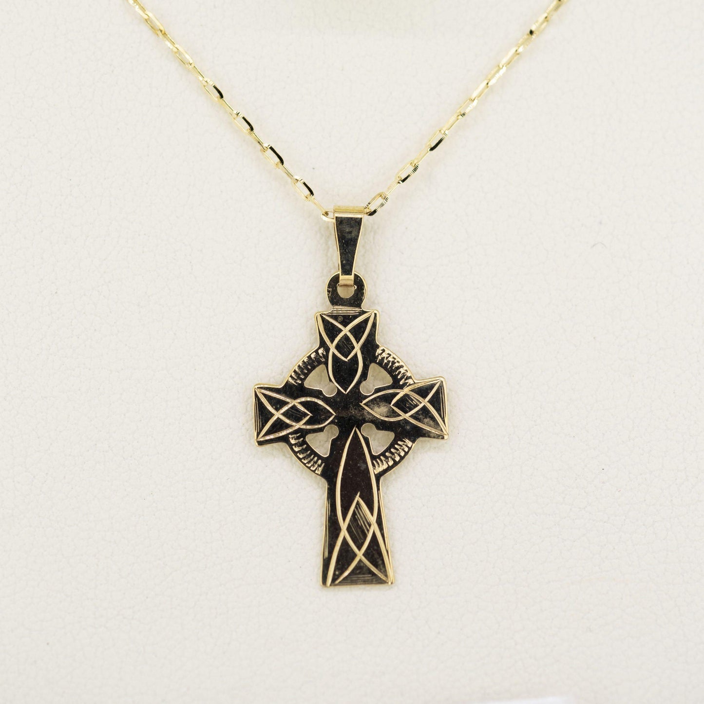 9ct Gold Celtic Cross Necklace — authentic Irish necklace handcrafted in Galway, Ireland