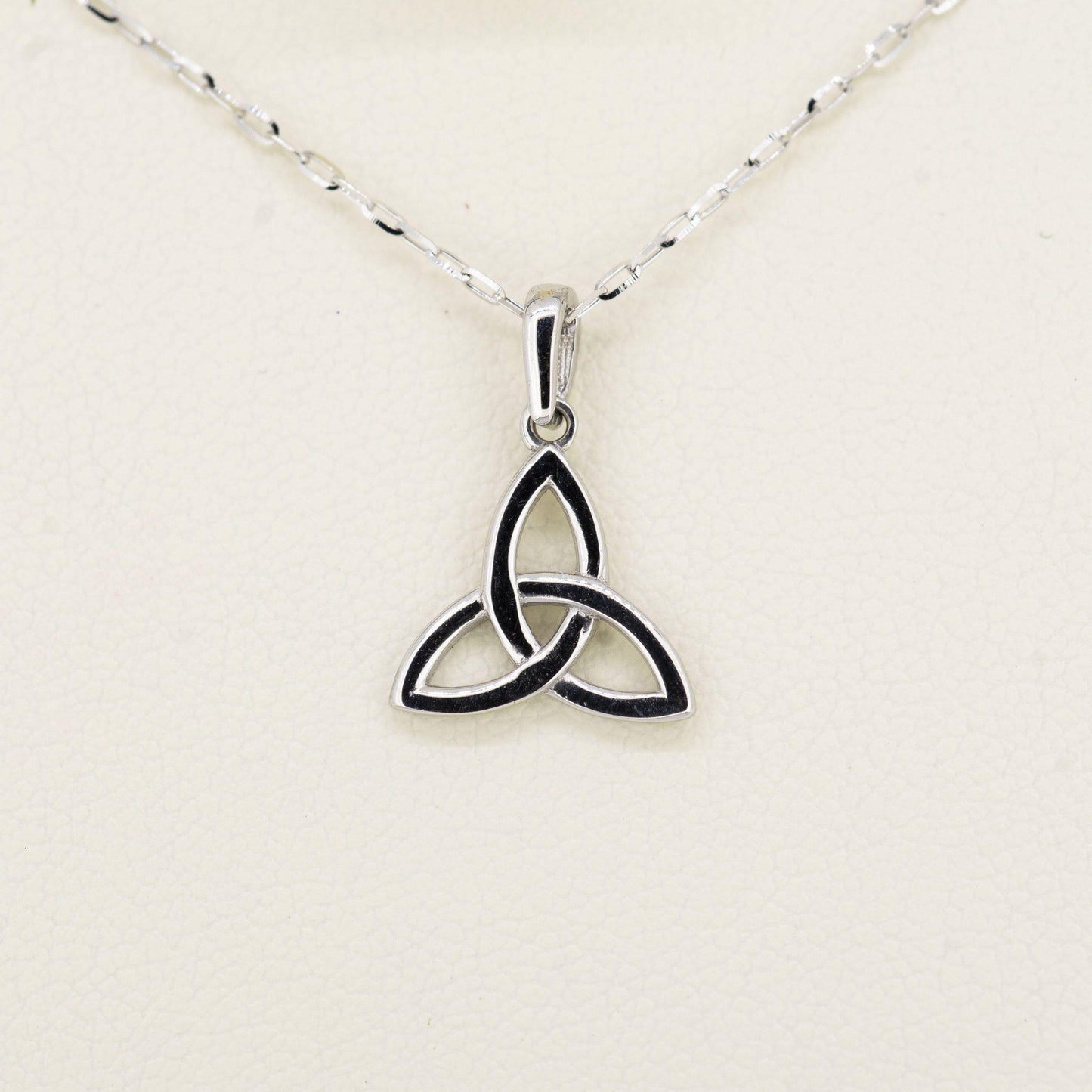 9ct White Gold Trinity Necklace — authentic Irish necklace handcrafted in Galway, Ireland