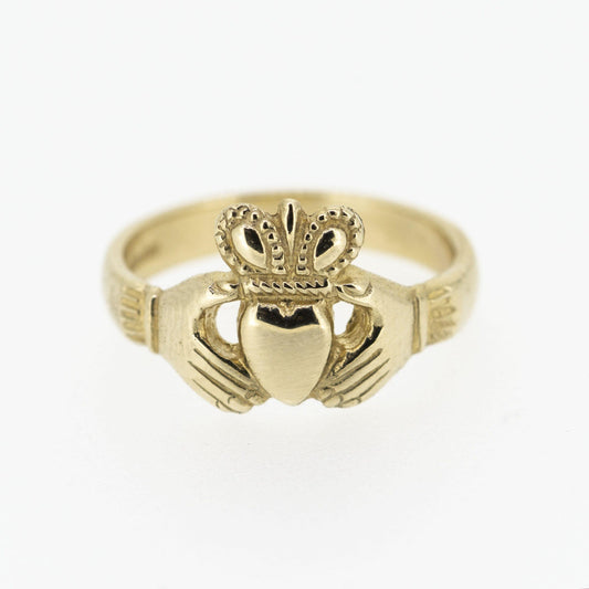 LADIES 9CT YELLOW GOLD CLADDGH RING