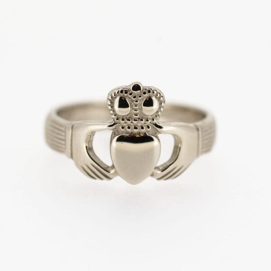 GENTS 14CT WHITE GOLD CLADDAGH RING
