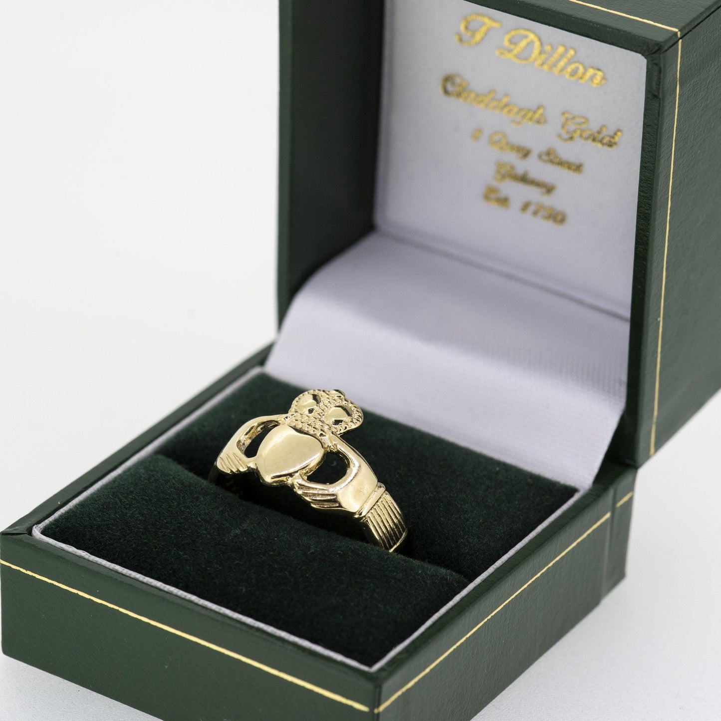 Gents 9ct Yellow Gold Claddagh Ring — authentic Irish Claddagh ring handcrafted in Galway, Ireland