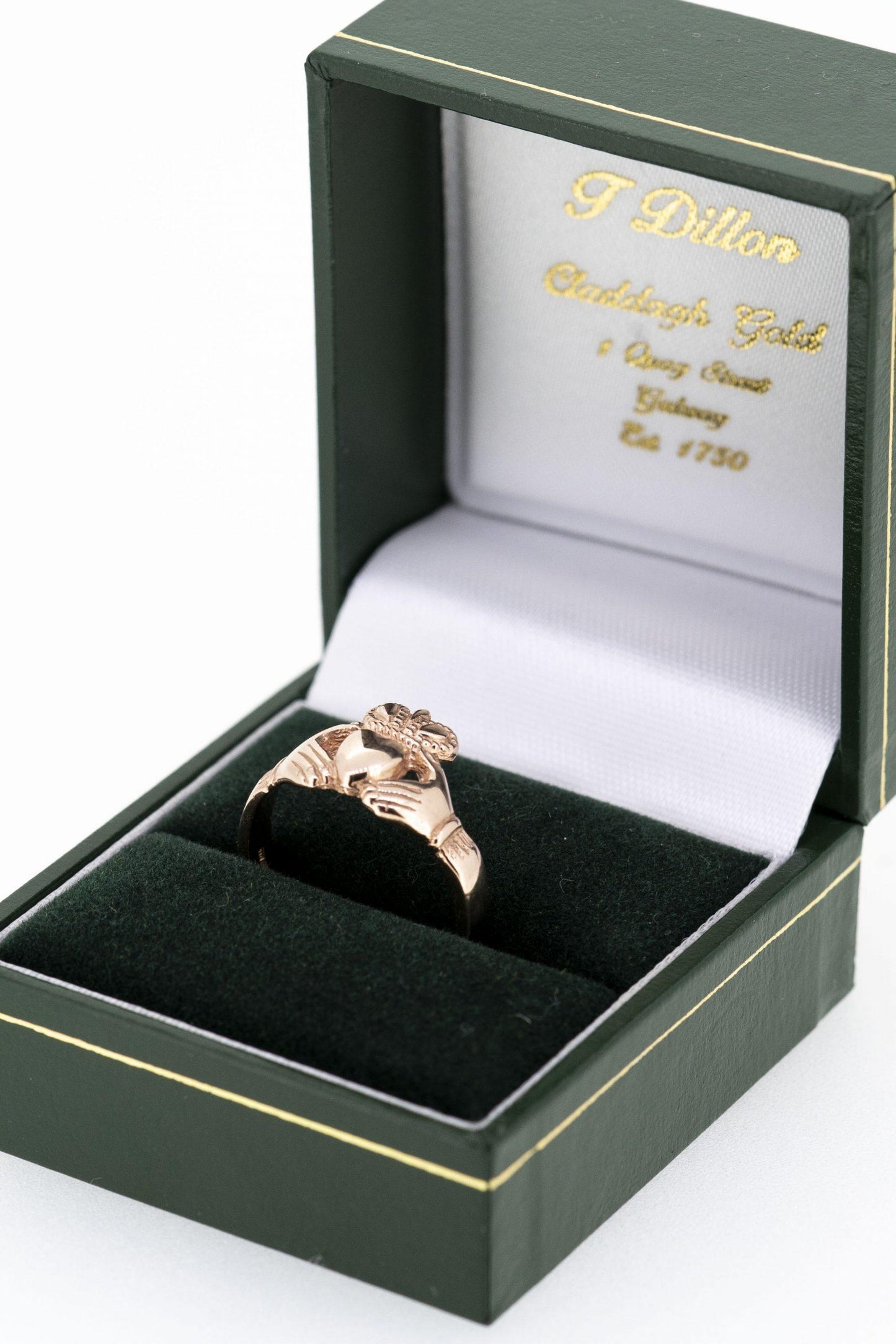Ladies 9ct Rose Gold Claddagh Ring — authentic Irish Claddagh ring handcrafted in Galway, Ireland