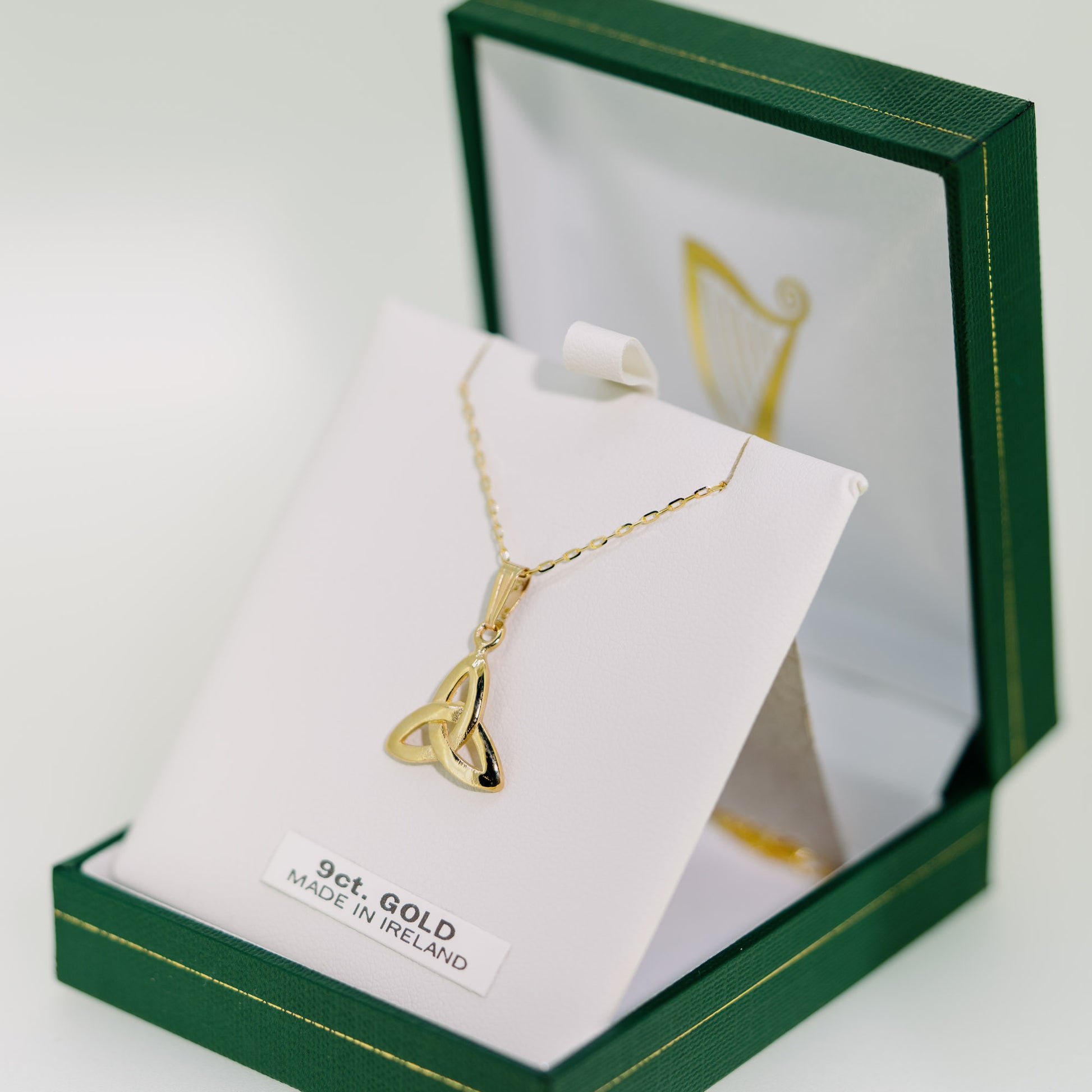 9ct Gold Trinity Necklace — authentic Irish necklace handcrafted in Galway, Ireland