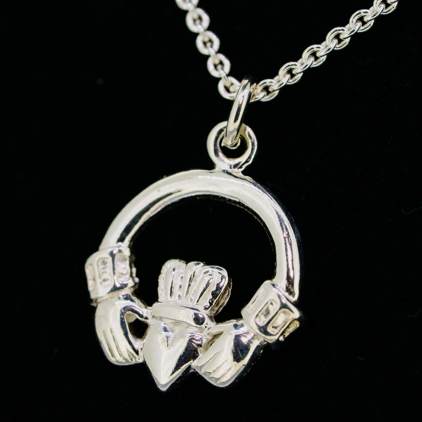 Silver Claddagh Double Sided Necklace — authentic Irish Claddagh necklace handcrafted in Galway, Ireland
