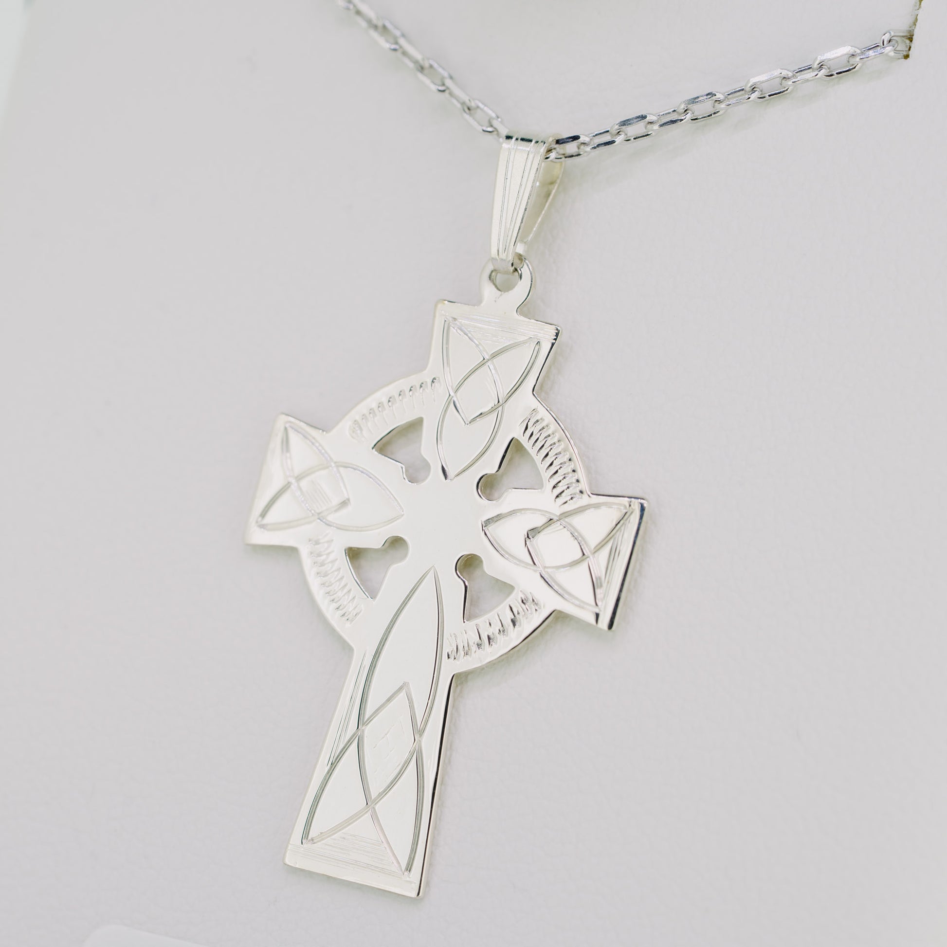 Silver Celtic Cross Necklace — authentic Irish necklace handcrafted in Galway, Ireland