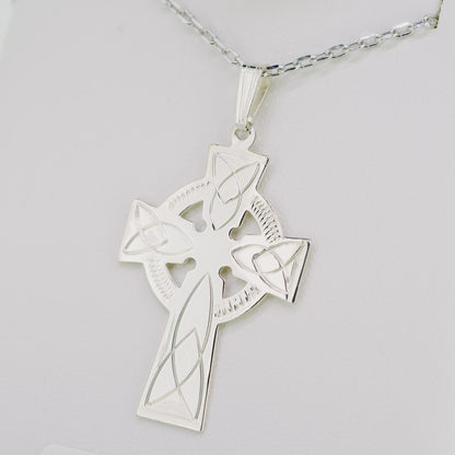 Silver Celtic Cross Necklace — authentic Irish necklace handcrafted in Galway, Ireland