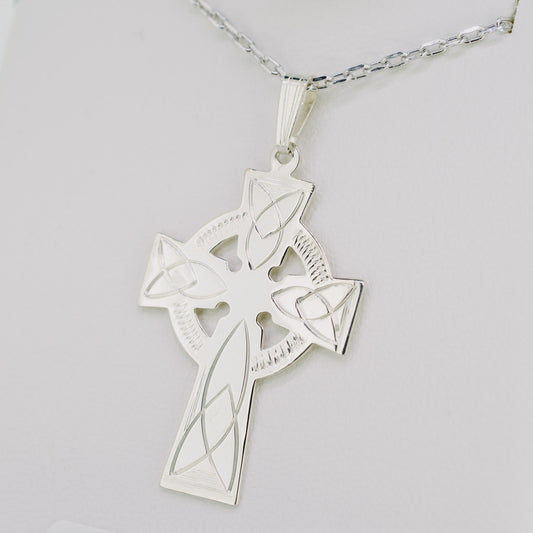 Silver Celtic Cross Necklace — authentic Irish necklace handcrafted in Galway, Ireland
