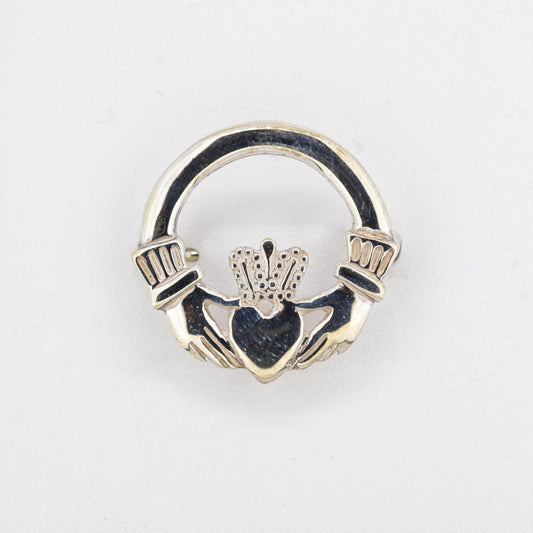 Silver Claddagh Broach — authentic Irish Claddagh brooch handcrafted in Galway, Ireland