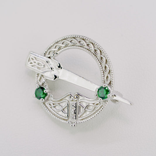 Silver Tara Broach with Agate Stones — authentic Irish brooch handcrafted in Galway, Ireland