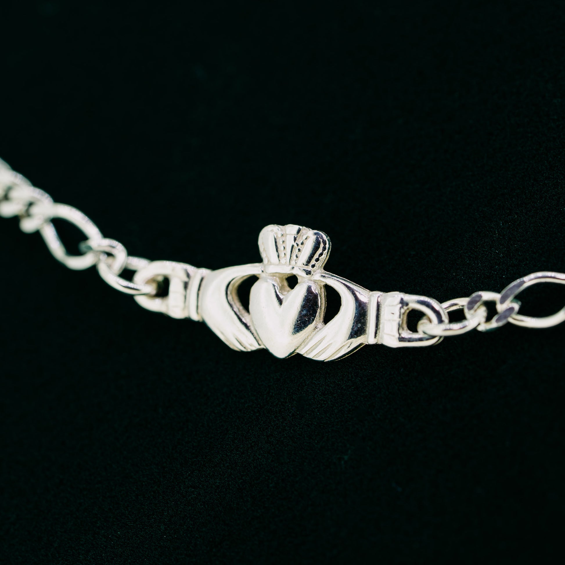 Sterling Silver Claddagh Bracelet — authentic Irish Claddagh bracelet handcrafted in Galway, Ireland