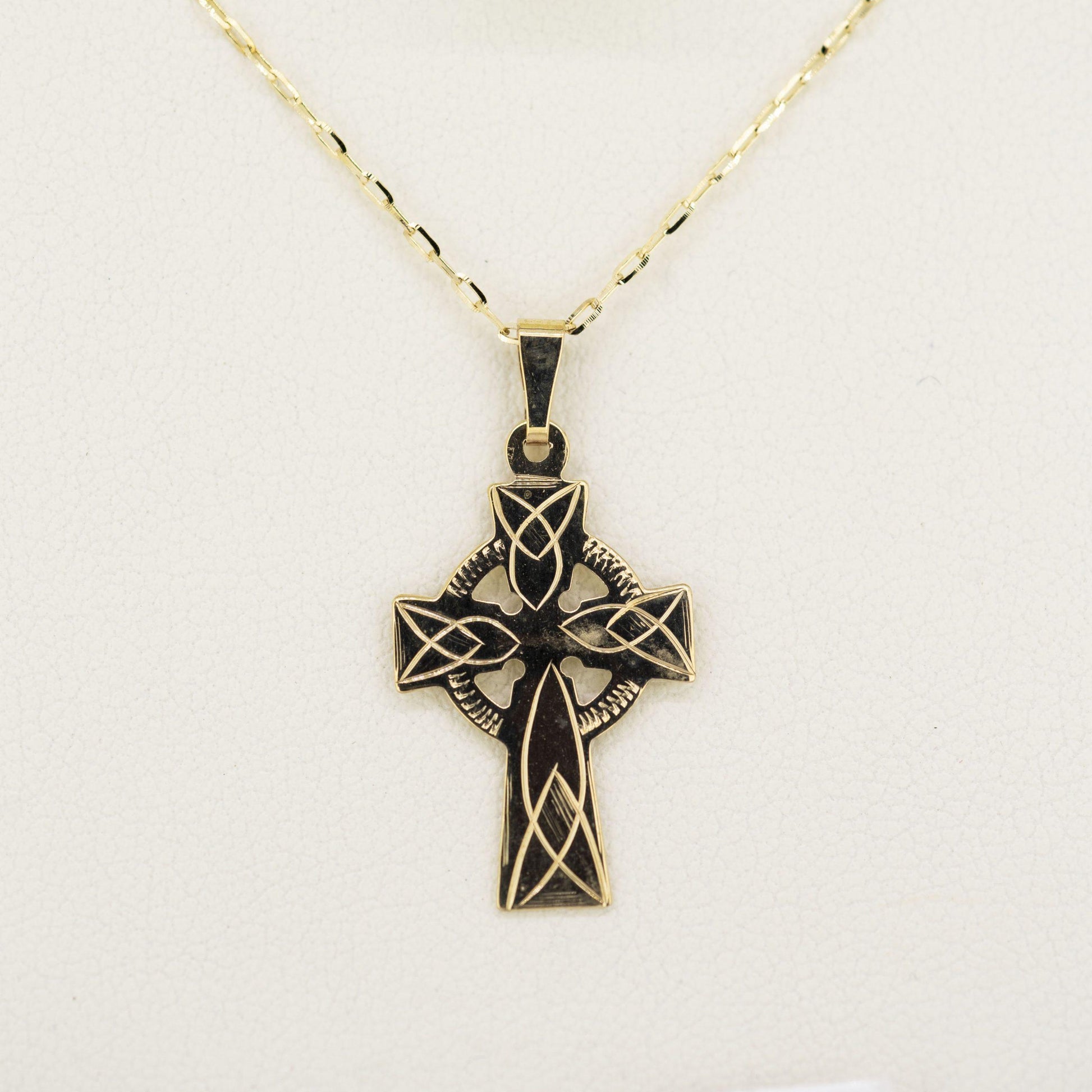 9ct Gold Celtic Cross Necklace — authentic Irish necklace handcrafted in Galway, Ireland