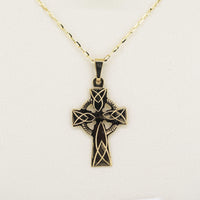 9ct Gold Celtic Cross Necklace — authentic Irish necklace handcrafted in Galway, Ireland