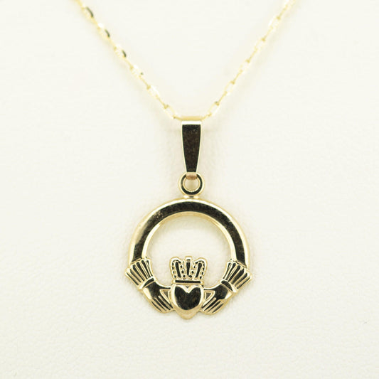 9ct Gold Claddagh Necklace — authentic Irish Claddagh necklace handcrafted in Galway, Ireland