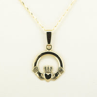 9ct Gold Claddagh Necklace — authentic Irish Claddagh necklace handcrafted in Galway, Ireland