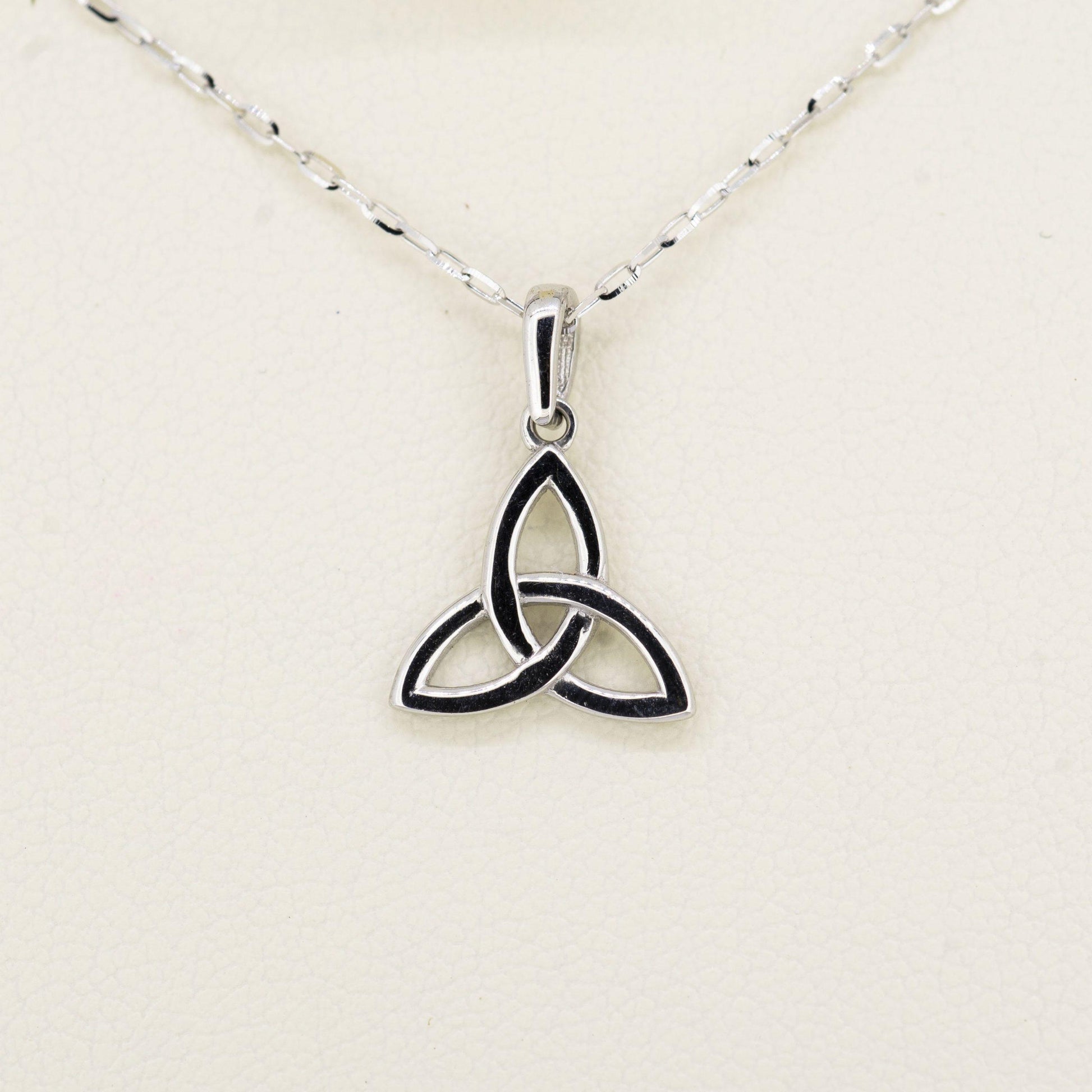 9ct White Gold Trinity Necklace — authentic Irish necklace handcrafted in Galway, Ireland