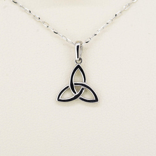 9ct White Gold Trinity Necklace — authentic Irish necklace handcrafted in Galway, Ireland