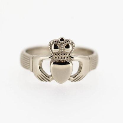 Gents 14ct White Gold Claddagh Ring — authentic Irish Claddagh ring handcrafted in Galway, Ireland