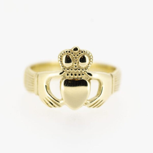 Gents 14ct Yellow Gold Claddagh Ring — authentic Irish Claddagh ring handcrafted in Galway, Ireland