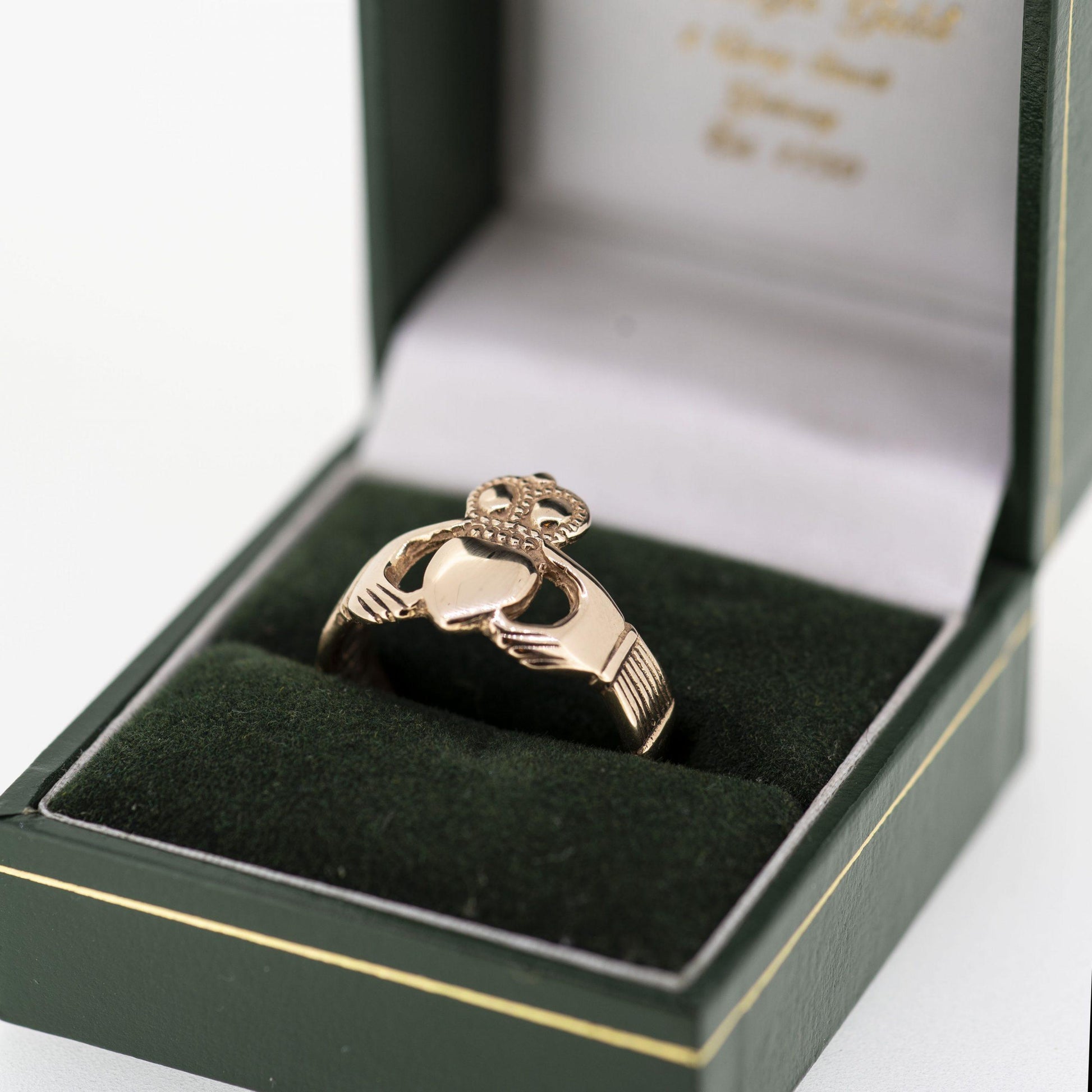 Gents 9ct Rose Gold Claddagh Ring — authentic Irish Claddagh ring handcrafted in Galway, Ireland