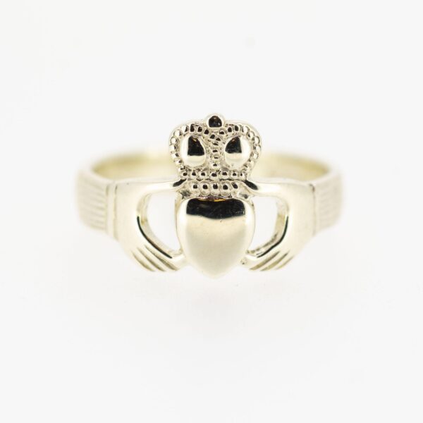 Gents 9ct White Gold Claddagh Ring — authentic Irish Claddagh ring handcrafted in Galway, Ireland