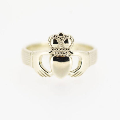 Gents 9ct White Gold Claddagh Ring — authentic Irish Claddagh ring handcrafted in Galway, Ireland