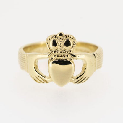 Gents 9ct Yellow Gold Claddagh Ring — authentic Irish Claddagh ring handcrafted in Galway, Ireland