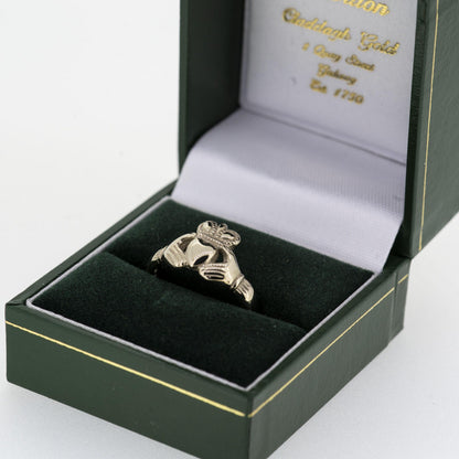 Ladies 14ct White Gold Claddagh Ring — authentic Irish Claddagh ring handcrafted in Galway, Ireland