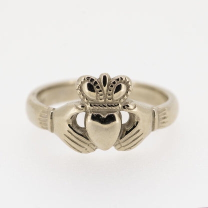 Ladies 14ct White Gold Claddagh Ring — authentic Irish Claddagh ring handcrafted in Galway, Ireland