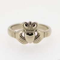 Ladies 14ct White Gold Claddagh Ring — authentic Irish Claddagh ring handcrafted in Galway, Ireland