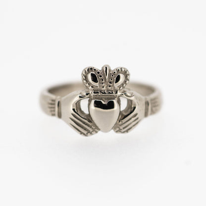 Ladies 18ct White Gold Claddagh Ring — authentic Irish Claddagh ring handcrafted in Galway, Ireland