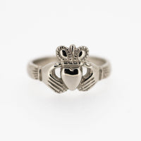 Ladies 18ct White Gold Claddagh Ring — authentic Irish Claddagh ring handcrafted in Galway, Ireland