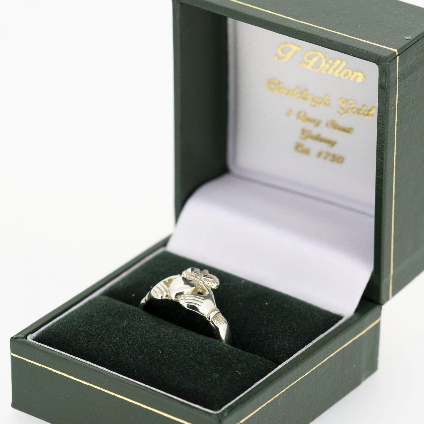 Ladies 9ct White Gold Claddagh Ring — authentic Irish Claddagh ring handcrafted in Galway, Ireland