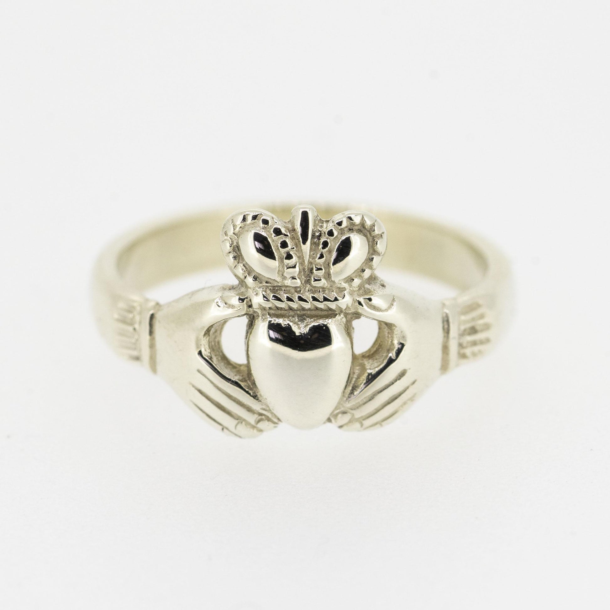 Ladies 9ct White Gold Claddagh Ring — authentic Irish Claddagh ring handcrafted in Galway, Ireland