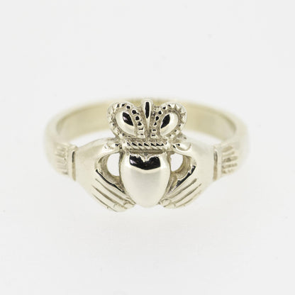 Ladies 9ct White Gold Claddagh Ring — authentic Irish Claddagh ring handcrafted in Galway, Ireland