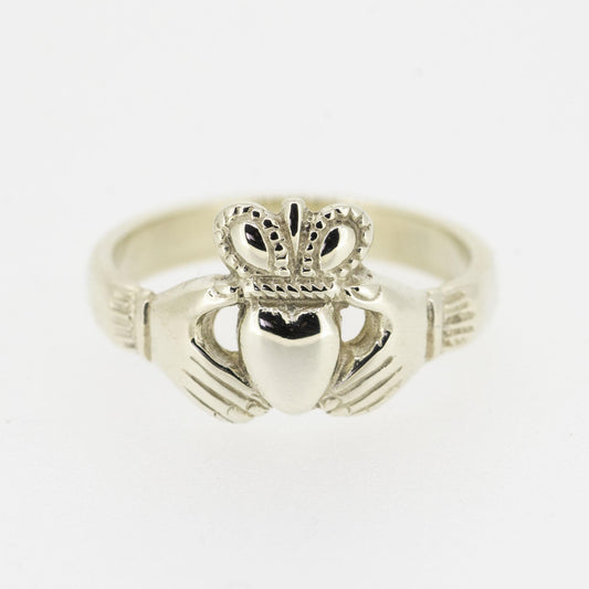 Ladies 9ct White Gold Claddagh Ring — authentic Irish Claddagh ring handcrafted in Galway, Ireland