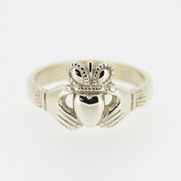 Ladies 9ct White Gold Claddagh Ring — authentic Irish Claddagh ring handcrafted in Galway, Ireland