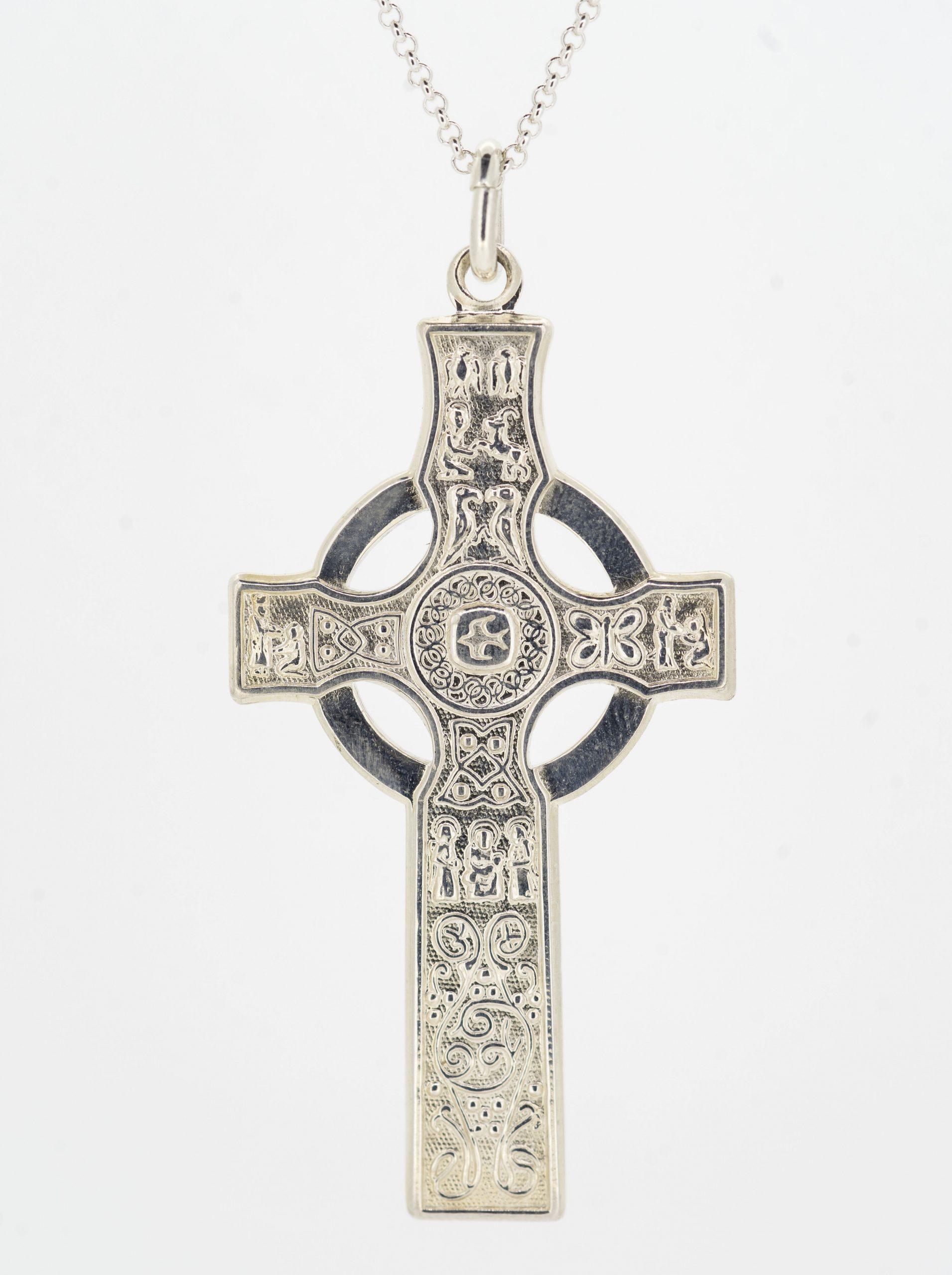 Claddagh Necklace - Silver, 10k Gold & Diamond Claddagh Cross Pendant at  IrishShop.com | IJSV45785